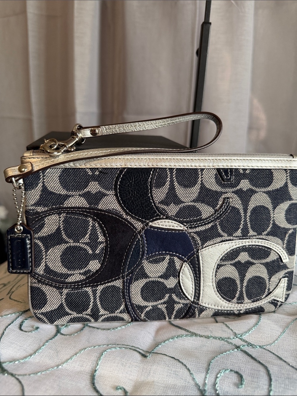 Coach Poppy Signature Denim Patchwork Large Wristlet (Style #45185) - Picture 9 of 9
